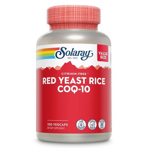 [BRSWYZIQOF7WGGTU] SOLARAY Red Yeast Rice with CoQ10 and Niacin (Vitamin B3) - Premium, Non-Irradiated Red Yeast Rice Plus CoEnzyme Q10 - Citrinin Free - Lab Verified, 100 Servings, 100 VegCaps