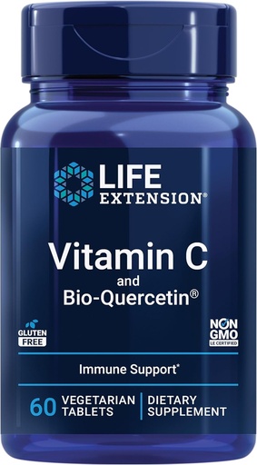 [BRSWGGI7DMNQODL2] Life Extension C və Bio-Quercetin®, Cardiovascular Health, Immune Support, Highly emable, quercetin, Vitamin C, Gluten Free, Non-GMO, Vegetarian, 60 Tablets