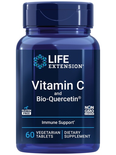 [BRSWGGI7DMNQODL2] Life Extension Vitamin C and Bio-Quercetin®, Cardiovascular Health Supplement, Immune Support, Highly absorbable, quercetin, Vitamin C, Gluten Free, Non-GMO, Vegetarian, 60 Tablets