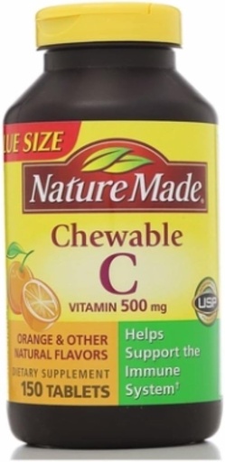 [BRSWKGYIBIFBG3QV] Nature Made Vitamin C 500 mg Μασώμενα δισκία 150 ea (πακέτο των 5)
