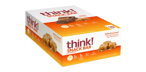 [BRSWIGAEOUDWIYI7] think! Protein Bars with Chicory Root for Fiber, Digestive Support, Gluten Free with Whey Protein Isolate, Salted Caramel, Snack Bars without Artificial Sweeteners, 1.4 Oz (10 Count)