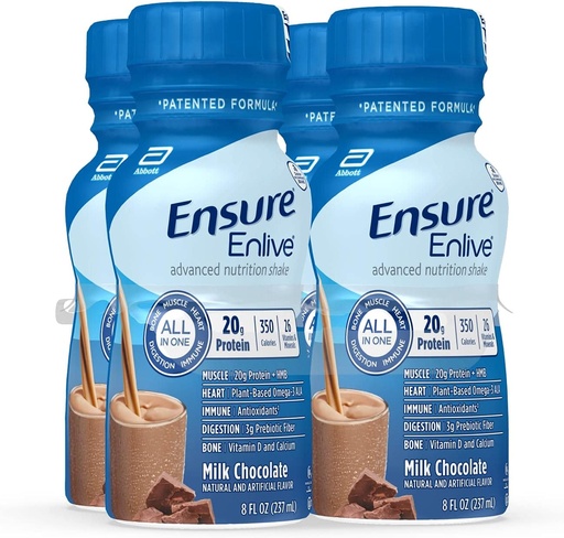 [BRSWKEA6AYBAICTC] Ensure Enlive Meal Replacement Shake, 20g Protein, 350 Calories, Advanced Nutrition Protein Shake, Milk Chocolate, 8 Fl Oz (Pack of 4)