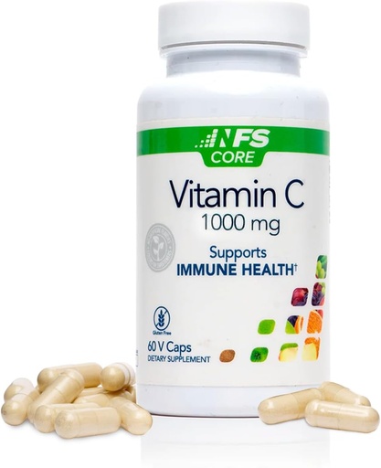 [BRSWGEI7CNYAYHI4] NF Sports Vitamin C 1000 mg Supports The Immune System, Formation of Collagen, Iron Absorption, and Teeth, Vegan, Gluten-Free, 60 Vegetable Capsules