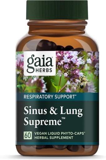 [BRSWYGA3BN6AGYAY] Gaia Herbs Sinus & Lung Supreme - Integratore di supporto polmonare per la salute respiratoria - Supporto del seno -Vegan, Gluten-Free & Dairy Free - Formula basata sulle piante - 60 capsule