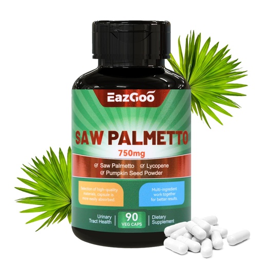 [BRSROCAFPMJQ43LF] Saw Palmetto Supplement, Saw Palmetto Extract 750mg, with Lycopene, Pumpkin Seed Powder, for Men and Women,Non-GMOs & Gluten, Vegan, 90 Count Capsules