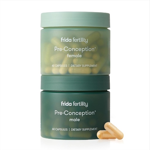 [BRSRMCYOCMHQKGT7] Frida Fertility Pre-Conception Supplement Set, His & Hers Daily Vitamins & Minerals for Fertility, Egg Support & Sperm Health, Folic Acid, Inositol, CoQ10, 60 Capsules Each, 30 Day Supply