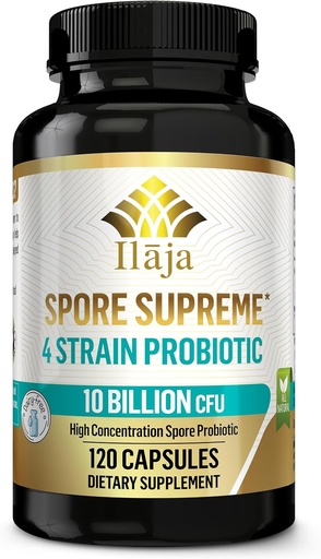 [BRSW2HT6DECAOEL6] Spore Supreme Spore Based Probiotic 120 Capsule x 10 Billion / 4 Strain Formula - 4 Month Supply - No Refrigeration Needed, Acid Resistant Strains, Dairy Free