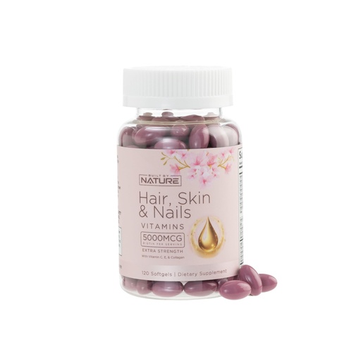 [BRSROAAKPMMBU33B] Hair Skin and Nails Vitamins – 5000mcg Biotin with Vitamin C, E, Collagen, Hyaluronic Acid, Argan & Coconut Oil – Luscious Hair Growth & Radiant Skin Supplement for Women – 120 Softgels