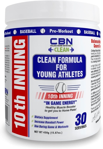 [BRSRMGI5BEGQKG3D] 10th Inning - Hit Further, Throw Harder, Run Faster | Baseball & Softball Development & in-Game Energy! (30 Servings)