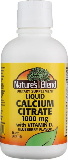 [BRSWG2QZOYORSDI2] Nature's Blend Calcium Citrate with D3 Blueberry Flavored Liquid 16 oz Each (Pack of 5)