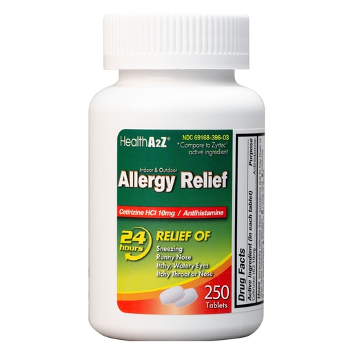 [BRSWGALYAEJQYD32] HealthA2Z® Allergy Relief | Cetirizine 10mg | All Day Allergy Relief | Indoor & Outdoor | Relief from Itchy Throat, Sneezing, Runny Noses (250 Count (Pack of 1))