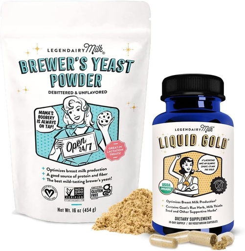 [BRSROBI7CQHGGAA2] Legendairy Milk Liquid Gold + Brewer's Yeast, Breastfeeding Supplements for Milk Supply Increase - Lactation Support for Breast Milk Production - Fenugreek-Free, Non-GMO,