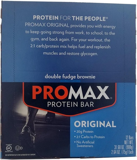 [BRSWI2YCOUIWK33G] Promax Protein Bar Double Fudge Brownie - 12 - 2.64 oz (75 g) bars [31.68 oz (900 g)]