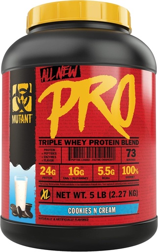 [BRSWGHYOPN6Q4YLA] Mutant Pro – Triple Whey Protein Powder Supplement – Time-Released for Enhanced Amino Acid Absorption – Decadent Gourmet Flavors – 5 lbs – Cookies and Cream