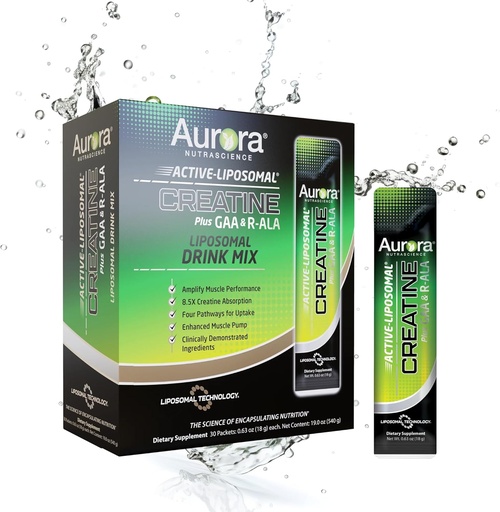 [BRSROC32CR5RGDTF] Aurora Nutrascience Active Liposomal®, Creatine Plus GAA & R-ALA, 30 Packets, 0.63 oz (18 g) Each
