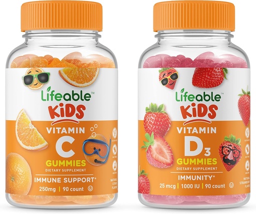 [BRSW2H36A56WCF3F] D Kids bitamina bizigarria + C bitamina, Gummies Bundle - Tasting Handia, bitamina osagarria, Gluten Free, GMO Free, Chewable Gummy