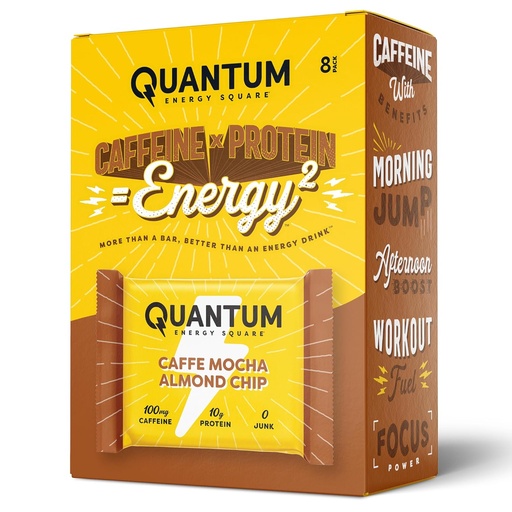 [BRSWYHT4BEFBGCTB] Quantum Energy Square: Energy Bar mit Koffein & 10g Protein. Köstliche gesünde Snack on The Go. (Vegan, Glutenfrei, Sojafrei, Dairy-frei) (Caffe Mocha Mandel Chip)