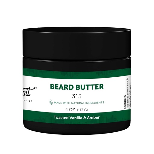 [BRSRAA33OJ7AAHQ2] Detroit Grooming Co. Beard Butter for Men | Softens, Thickens & Hydrates with Safflower Oil & Shea Butter | 313 Scent, 4oz