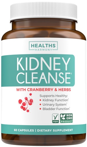 [BRSWKZQYBUMGMCY3] Kidney Cleanse Detox (Non-GMO) Support Healthy Urinary Tract- Powerful VitaCran Cranberry Extract & Herbs – Healthy Kidney Support Supplement - 60 Vegetarian Capsules (No Pills)