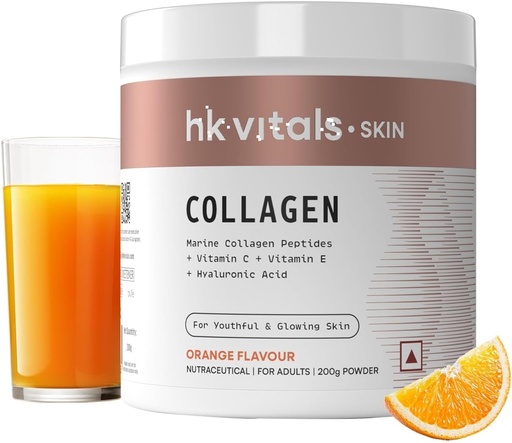 [BRSRAAYFOZ6QEDY3] He.alth Kar.t Marine Collagen Supplement, 200g, Orange - Vitamin C, E, Sodium Hyaluronate, for Healthy Skin, Hair & Nails