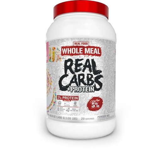 [BRSRMZQ5OUPRO2Y2] 5% Nutrition Rich Piana Real Carbs + Protein | Clean Mass Gainer Meal Replacement Protein Powder | Carbohydrate for Pre Workout/Post-Workout Recovery Meal | 3 lb, 20 Srvgs (Birthday Cake + Protein)