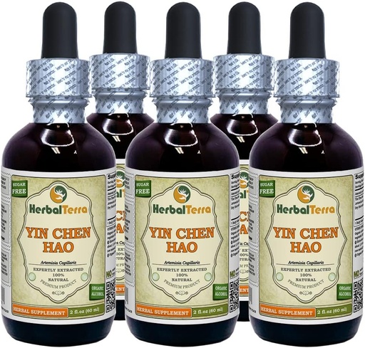 [BRSWGHYTC4ORUFAY] Yin Chen Hao (Artemisia Capillaris) Tincture, Organic Dry Herb Liquid Extract (Prekės pavadinimas: HerbalTerra, Proudly Made in USA) 5x2 fl.oz (5x60 ml)