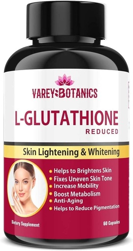 [BRSRMHD4AQFQKFDJ] SPEC VAREY BOTANICS L-Glutathione Skin Whitening and Lightening Capsules with Vitamin C & E, Biotin and Grape Seed Extract-1000 mg-for Men and Women - 60 Capsules