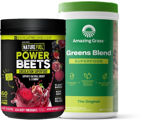 [BRSROAIKBAJQICTG] Amazing Grass Greens Blend Superfood: Super Greens Powder Smoothie Mix for Boost Energy, 60 Servings & Nature Fuel Power Beets Powder, Beet Root Powder, Support Natural Energy, 60 Servings