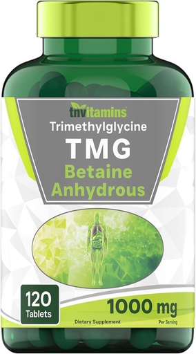 [BRSRAGL5OAHRYCDX] TMG Supplement 1000mg (Betaine Anhydrous) 120 Tablets | Better Than Betaine HCL* | Homocysteine Support* | Trimethylglycine | Non-GMO, Made in The USA!