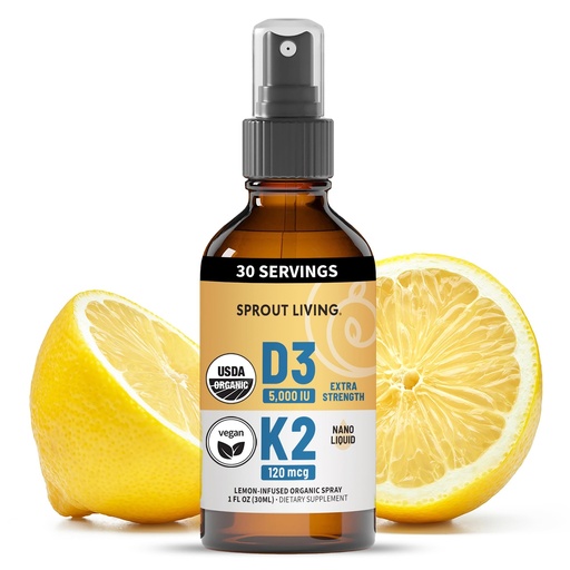 [BRSROBT7OBYBUCIV] Organic Vitamin D3 5000 IU (Lichen) + K2 120 mcg (Fermented Chickpea), Immune, Bone & Heart Health with Calcium Absorption | Trace Minerals, Lemon & Citrus, Sugar Free, Spray (1 FL OZ, 30 Servings)