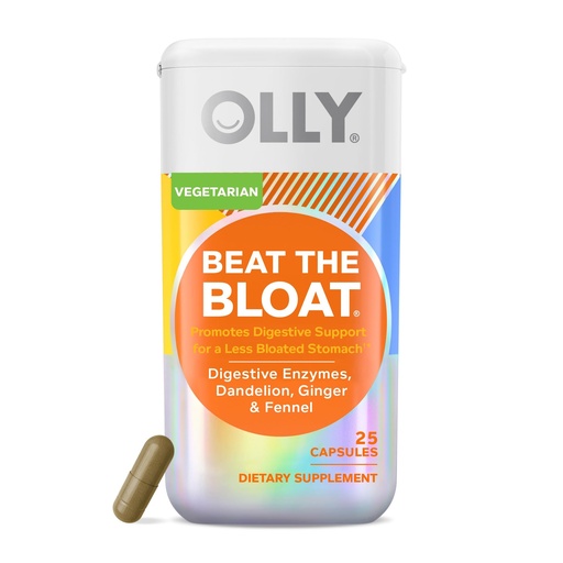 [BRSWYCYOBZ5W2HTF] OLLY Beat The Bloat Capsules, Digestive Support Enzymes, Supplement for Women - 25 Count