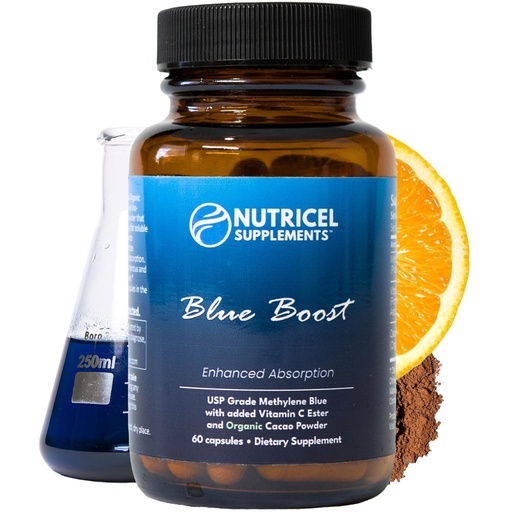 [BRSROAYEDJ6R4CL2] Nutricel Supplements Methylene Blue Capsules - Pharmaceutical Grade Supplement - Made in America - 12mg (USP Grade) with Vitamin C Ester Enhanced Absorption - Third Party Tested (60ct)