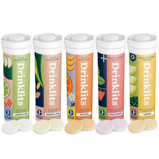 [BRSROCQKA4NB6FLP] Drinklits Daily Hydration + Immune Support (5) Flavor Combo Pack | Tasty Fruit Flavors - 0g Sugar - Daily Use | 5 Tubes/50 Servings (10 Tablets Per Tube)