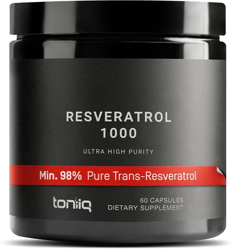 [BRSROYLYOUHGOHY2] Ultra High Potency Third-Party Tested Trans Resveratrol 1000mg - 98% Pure, Highly Purified and Bioavailable - Resveratrol Polygonum Root Extract - 60 Capsules