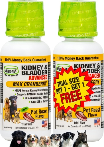 [BRSWGA37OB5RQGY2] Premium Easy to Dose Liquid for All Dogs with Cranberry & D-Mannose: Comprehensive Dog Formula for Kidney & Bladder Support