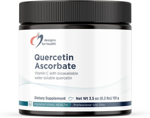 [BRSWIYIKAV4WGE3C] Designs for Health Quercetin-Ascorbate Powder - 240mg QuerceSOLTM osagarria - C bitamina Histamina Erantzun normala laguntzeko - Easy Drink Add-in, Vegan (77 zerbitzatu / 100g)