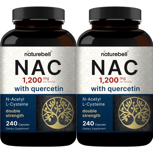 [BRSWYZAYAEMGGAIZ] 2 Pack NAC Supplement (N-Acetyl Cysteine) with Quercetin, 1,200mg Per Serving, 480 Capsules | Double Strength Antioxidant Support for Immune, Liver, & Lung Health – Non-GMO