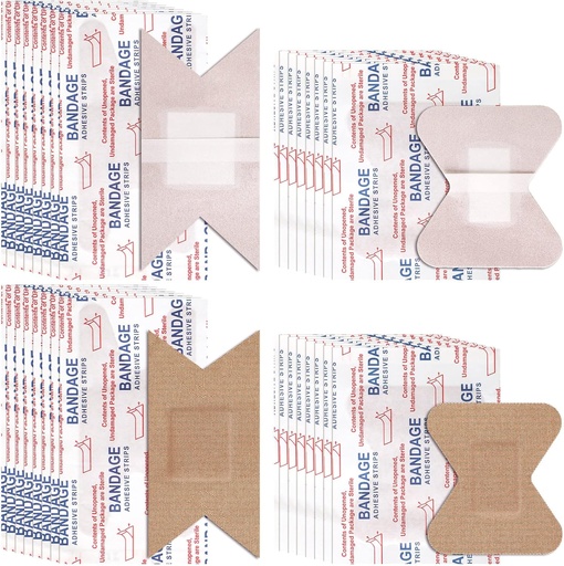 [BRSRMFA6DIOR43IY] Sinmoe 100 Pieces Flexible Fabric Adhesive Bandages Knuckle and Fingertip Bandages Variety Pack for Wound Care Bulk Pack for First Aid Kits in 2 Sizes, 3 x 1.5 Inch, 1.8 x 2 Inch(Brown)