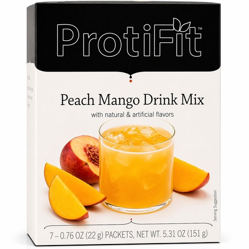 [BRSW2HD5DEHWYGQY] PROTIFIT - High Protein Fruit Flavored Powder Drink Mix, 15g Protein, Low Calorie, Sugar Free, Ideal Protein Compatible, 7 Servings Per Box (Peach Mango)