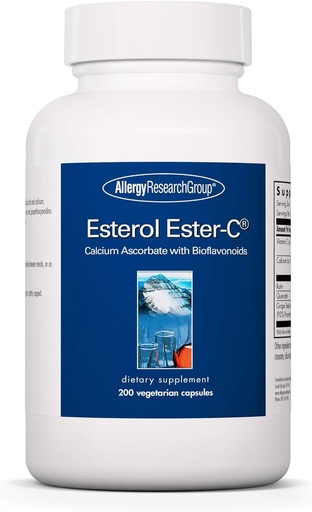 [BRSWIYYLB56G2HT2] Allergy Research Group Esterol Ester-C - ויטמין C 1350 מ"ג תוסף, Immune Support, Calcium Ascorbate עם bioflavonoids, Ascorbic Acid, Rutin, Quercetin, קפסולות טבעוניות - 200 Count Count Counts - 200 Count Count