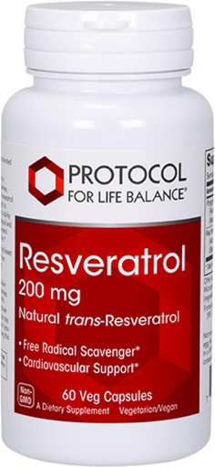 [BRSWIZQLDEAWYETM] PROTOCOL FOR LIFE BALANCE Resveratrol 200 mg - Trans-Resveratrol - with Japanese Knotweed & Grape Seed Extract - Vegan & Non-GMO - 60 Veg Capsules