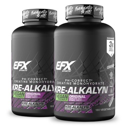 EFX Sports Kre-Alkalyn EFX | pH Correct Creatine Monohydrate Pill Supplement | Vegan Friendly | Strength & Muscle Growth | 90 Servings, 180 Veggie Capsules (Pack of 2)