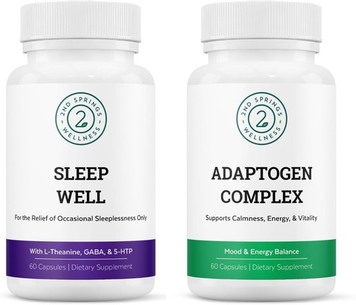 [BRSROEI5BYBBOD3P] Sleep Well & Adaptogen Complex Bundle - Calming Mind and Stress Relief for a Well-Rested and Balanced Life