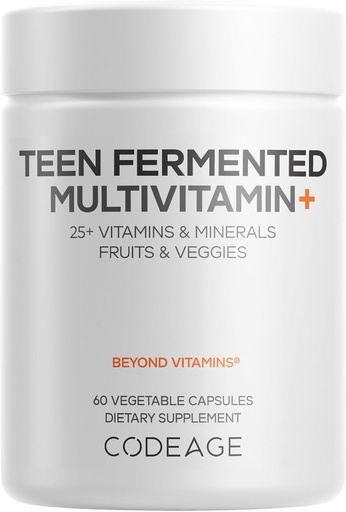[BRSWGCYPOUIQICDA] Supplément multivitamines pour adolescents – Vitamines et minéraux quotidiens pour adolescents garçons et filles – Formule alimentaire complète biologique avec oméga-3 et vitamines A à K - 60 capsules