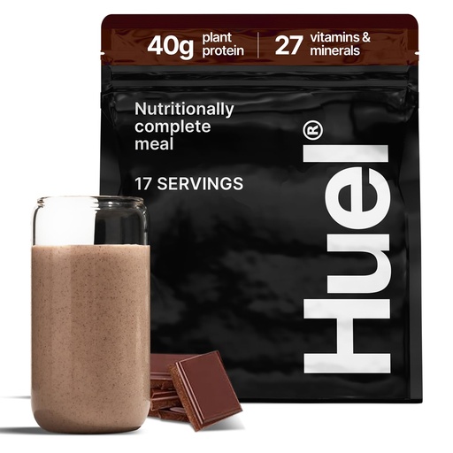 [BRSRMFD4CAORA2TH] Huel Black Edition | Chocolate 40g Vegan Protein Powder | Nutritionally Complete Meal Replacement | 27 Vitamins and Minerals, Gluten Free | 17 Servings