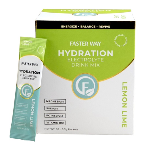 [BRSRAFQRDJ5GK3TV] Faster Way - Hydration - Electrolyte Drink Mix - With Apple Cider Vinegar, Choline, Probiotics & Natural B Vitamins - Energize & Revive - Powder Packets - Zero Sugars -Gluten Free -Lemon Lime -30 Pack