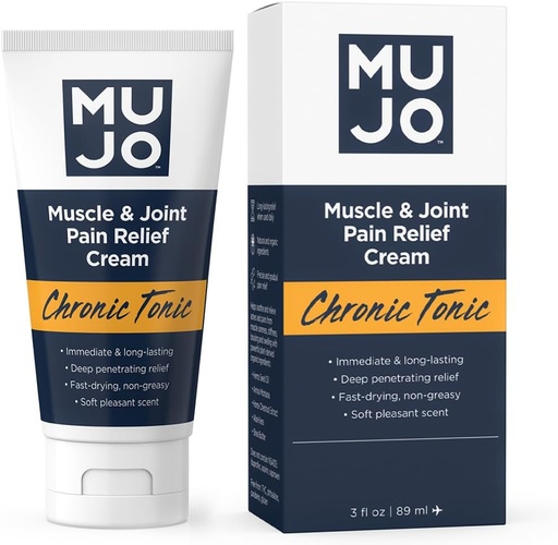 [BRSRAZ3YDMCA2F3K] MUJO Chronic Tonic Muscle & Joint Pain Relief Cream - Fast-Acting, Long-Lasting Organic Ingredients - Deep Penetrating for Arthritis/Sprains - 3 fl oz