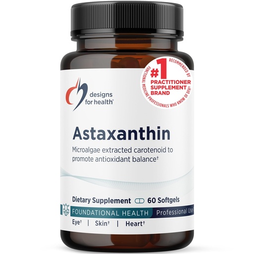 [BRSWIFIMCN4AYHA7] Designs for Health Astaxanthin - Microalgae (Haematococcus Pluvialis) Extracted Carotenoid Antioxidant Supplement - Support for Cardiovascular, GI, Skin + Eye Health (60 Softgels)