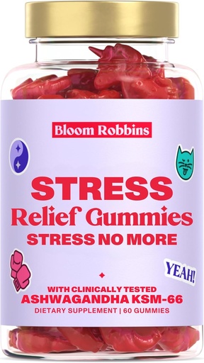 [BRSROZYKBUDRYD3U] Ashwagandha Gummies - Stress Relief Gummies with Ashwagandha KSM-66 & Lemon Balm Extract - Stress Gummies & Calm Gummies with KSM-66 - Vegan Relaxation Ashwaganda Gummies (60count)
