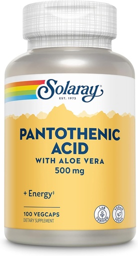 [BRSWIYYKBYOGMDLU] Solaray Acide pantothénique 500mg -100 Caps